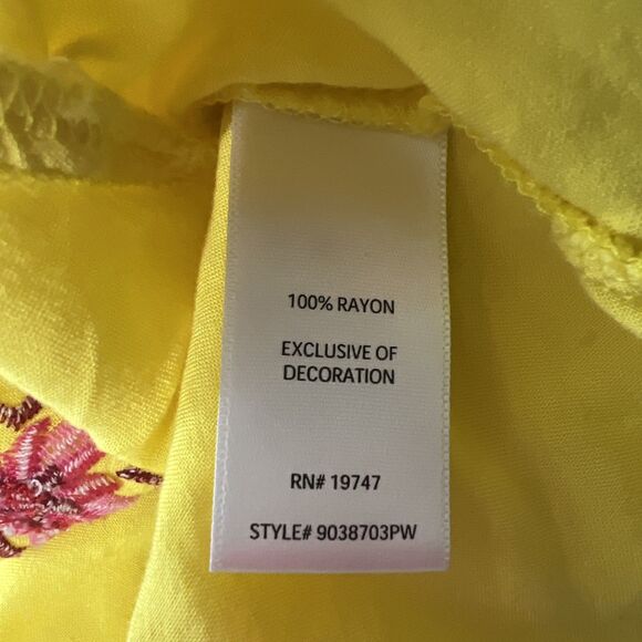 The Pioneer Woman Blouse Women Extra Large Yellow Pink Floral Embroider Boho Top - Picture 6 of 13